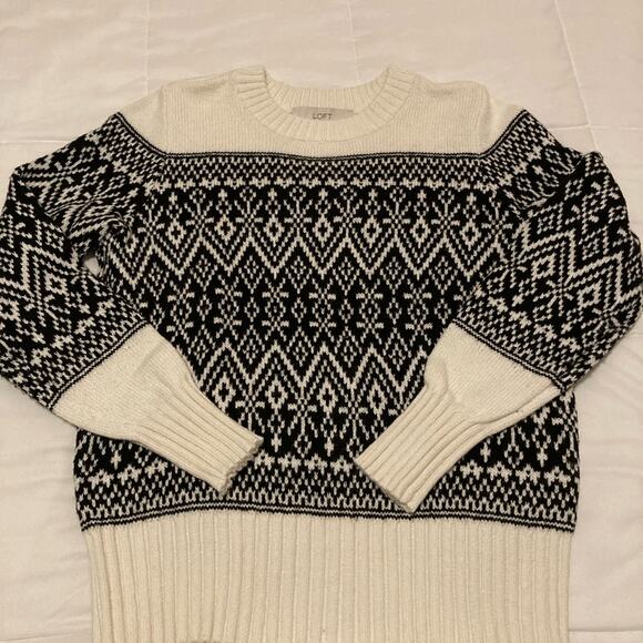 LOFT Black and White Fair Isle Women's Sweater Size S - Picture 2 of 5